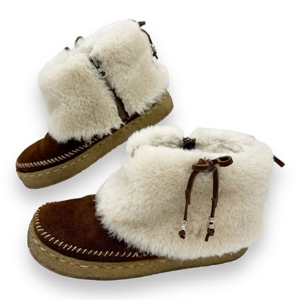 Laidback London Sundance Boot Suede Shearling Shoe Slipper Moccasin Tan Cream